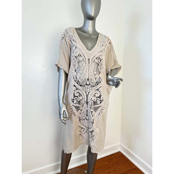 Anthropologie Knitted & Knotted Crochet Kaftan Tunic Beach Cover Up Dress M/L Anthropologie Knitted & Knotted Crochet Kaftan Tunic Beach Cover Up Dress M/L